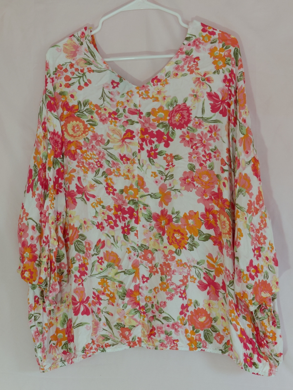 Lane Bryant Women's Plus Size 26/28 Floral V-Neck Blouse  Dolman Sleeve - Picture 7 of 11